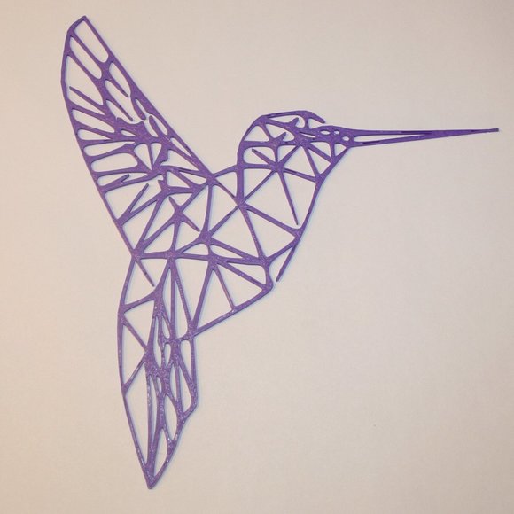 Hummingbird Wall Decor 8 1/8" x 7 3/8" 3D Printed Bird Line Art Geometric - Picture 4 of 10